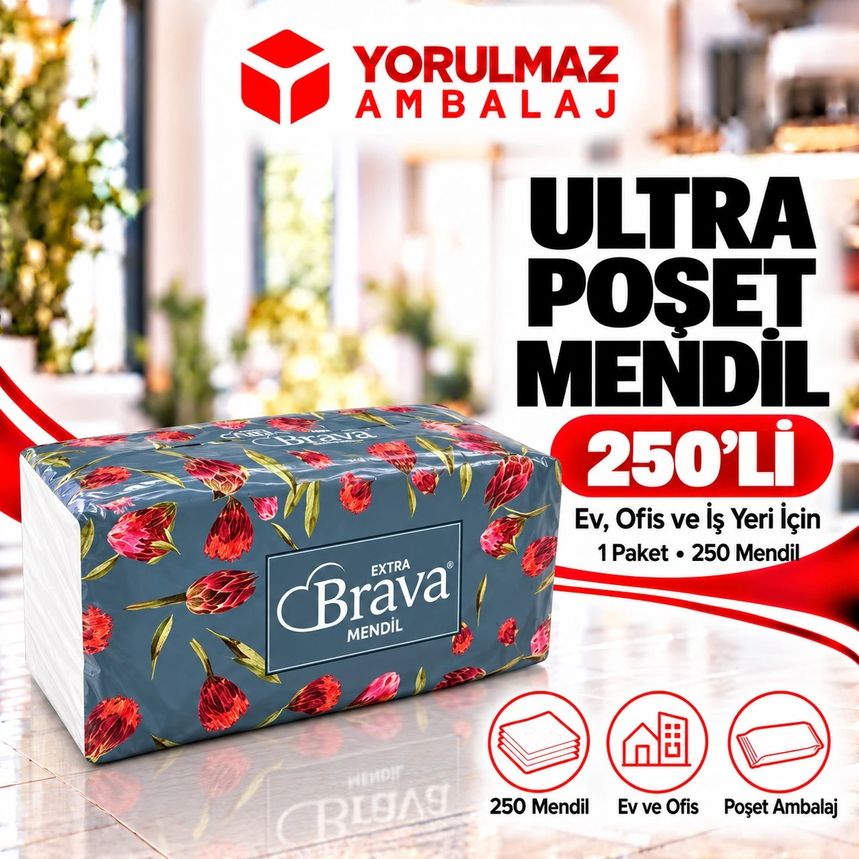 Brava ultra poşet mendil 250'li | ev, ofis ve i̇ş yeri kağıt mendil Brava ultra poşet mendil | ev, ofis ve iş yeri kağıt mendil