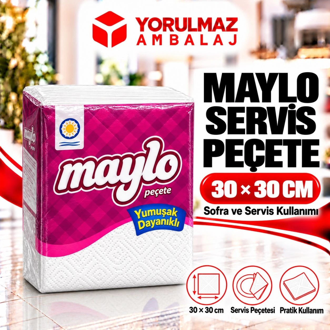 Maylo 30x30 servis peçete 100'lü | restoran, kafe ve mağaza masa peçetesi Maylo 30x30 servis peçete | restoran, kafe ve mağaza masa peçetesi